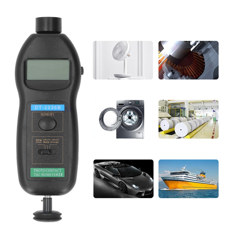 Digital Tachometer 5 Digit LCD Display Handheld Speed Guage Contact