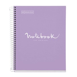 Miquelrius - Notebook A5 Notebook Emotions 120 Sheets 90 g/m² Horizontal Stripes 7 mm 5 Coloured Strips Micro-Perforated Spiral Extra Hard Cover 2 Holes Lavender Colour