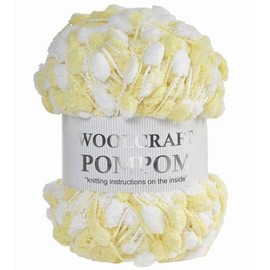 WoolCraft Pom Pom Knitting & Crochet Yarn, Popular Super Soft Baby Yarn Available in a Selection of Prints and Pastel Shades, 100% Polyester, 100 Metres, 200g Balls, Single Ball, Lemon