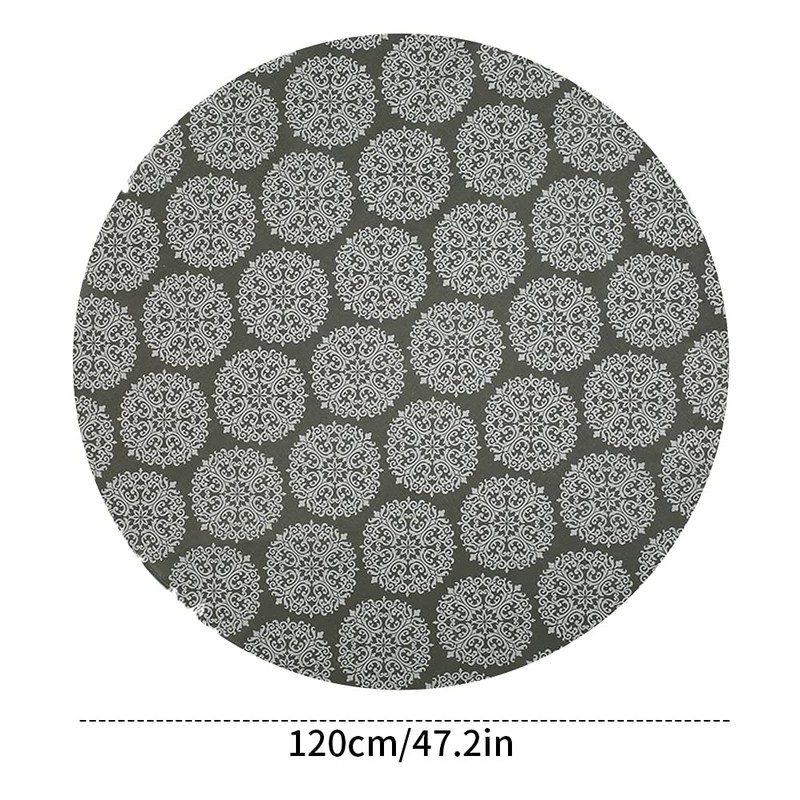 Round Tablecloth, 47/59 in Cotton Linen Fabric Circular Table Cover