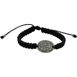 Saint Joseph and Holy Family Medal Bracelet | Sturdy Black Woven Cord | Catholic Jewelry | Great Catholic Gift for First Holy Communion and Confirmation | Adjustable