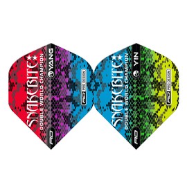 RED DRAGON Yin Yang Double-Sided Peter Wright Snakebite Green, Blue and Red Standard Dart Flight 3 Sets per Pack (Total 9 Dart Flights)