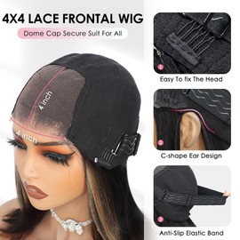 1B/30 4x4 Pre Cut Lace Human Hair Wig 180% Dichte, Echthaar Perücke Damen Straight Bob Lace Front Perücke Kurz Ready To Go Glueless Wig Human Hair For Black Women 10 Zoll