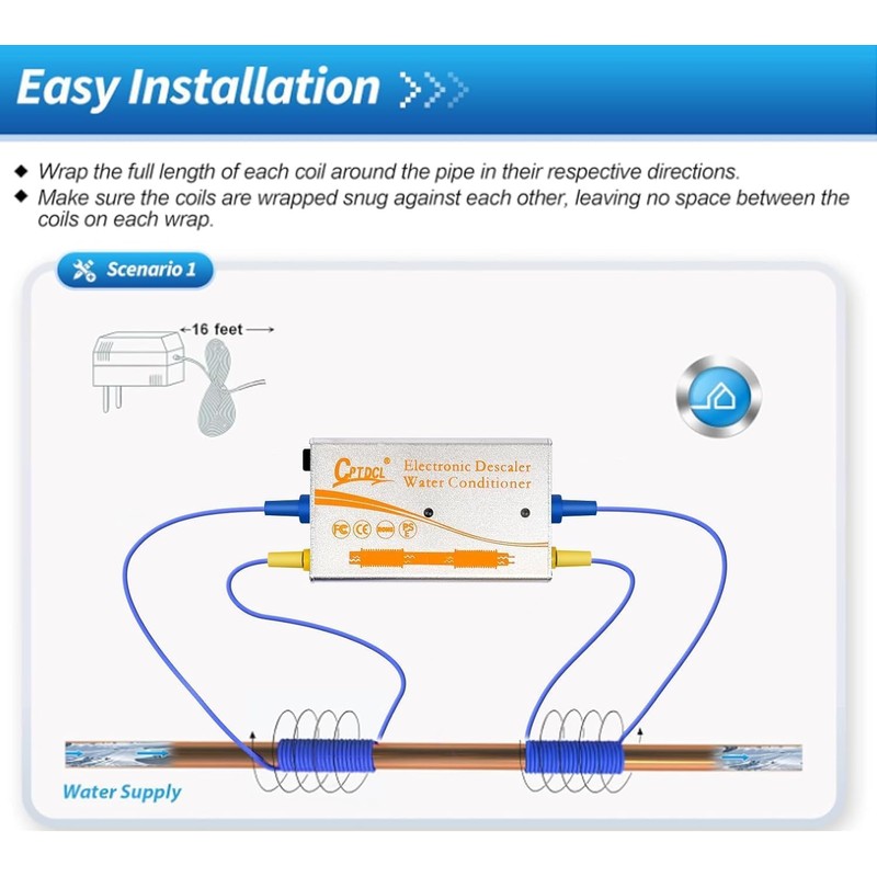 Electronic Water Descaler System, Whole House Water Softener Alternative, No