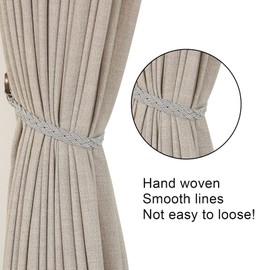 Hand Knitting Curtains Tied Rope Simple Type Curtain Tie Backs and Accessories (Grey)