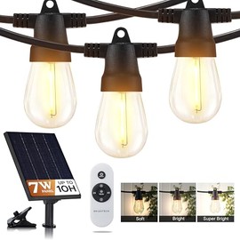 Brightech Solar String Lights with 32 Hanging Edison Bulbs and Brightness Controls with Remote 7W-104 3000K