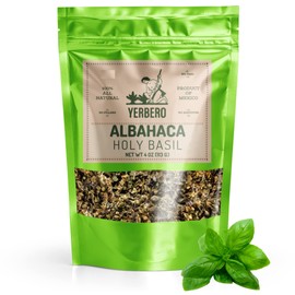 Yerbero - Loose Tea Holy Basil 4 oz (113g) | Albahaca Te Herbal | Aromatic, Wildcrafted | Leaves & Steams | 100% All Natural, non-GMO, Gluten-free.