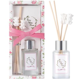 Reed Diffuser Set, Pretty Valley Home Mini Gypsum Flower Fragrance Diffuser Lavender 1.01 fl oz (30 ml), Home Fragrance Reed Diffuser for Bathroom Office Living Room Dining Table Decor (Rose)