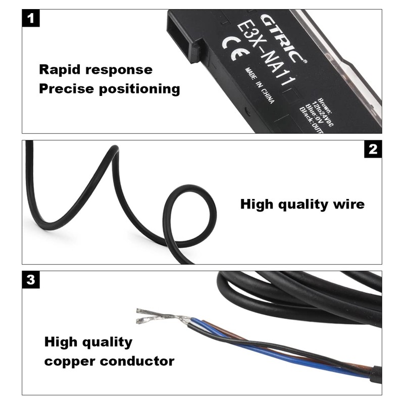 ZEFOXETO E3X-NA11 Fiber Optic Amplifier Sensor, Photoelectric Switch, Long-Distance Optical