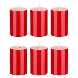 Mega Candles 6 pcs Unscented Solid Red Pillar Candles, Hand Poured Premium Wax Candle 2 Inch x 3 Inch, Home Décor, Spas, Weddings, Occasions, Party, Centerpieces, Holidays, Vigils, Prayers