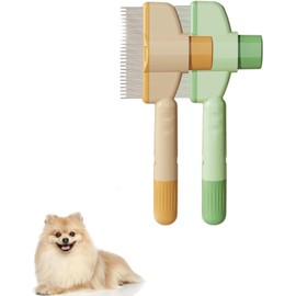 Selbstreinigender Flohkamm für Haustiere, selbstreinigender Katzenkamm, Haarbürste, Flohkamm, Kamm zur Entfernung von Tierhaaren, Flohkamm, Fellpflegebürste (green1pcs+yellow1pcs)
