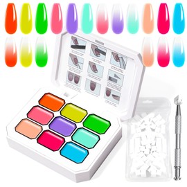 U-Shinein Gradient Painting Gel, 9 Colors Ombre Gel Nail Polish with 100Pcs Nail Sponges & 4 Claws Metal Grabber, Sponging for Ombre Nails Aura Nails, French Manicure DIY Nail Art (O)