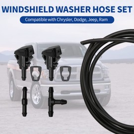 2pcs Washer Nozzle 78.7In/2M Windshield Washer Hose with Connector Gaskets Kit Replace 4805742AB, 5113049AA, 5160308AA, 5303833AA Replacement for Chrysler Dodge Jeep Ram