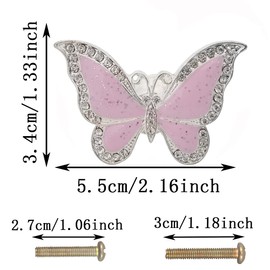 brandname Beyoo 6 pcs Deep Pink Butterfly Shape Door Handle Cabinet Drawer Cupboard Pull Dresser Single Hole Knobs Handles for Kitchen Furniture Cabinet Wardrobe Cupboard