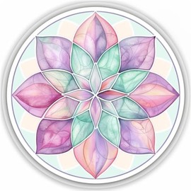 Sticker of a Mandala Majestic Expressive Surreal Peel and Stick Vinyl Decal Sticker for car Window, Laptop, and More. SKU #F08115 4" x 4".