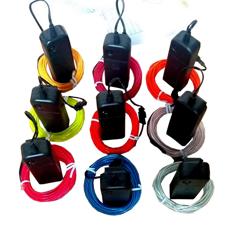 JYtrend 9 Pack 9ft Neon Light El Wire w/Battery Pack