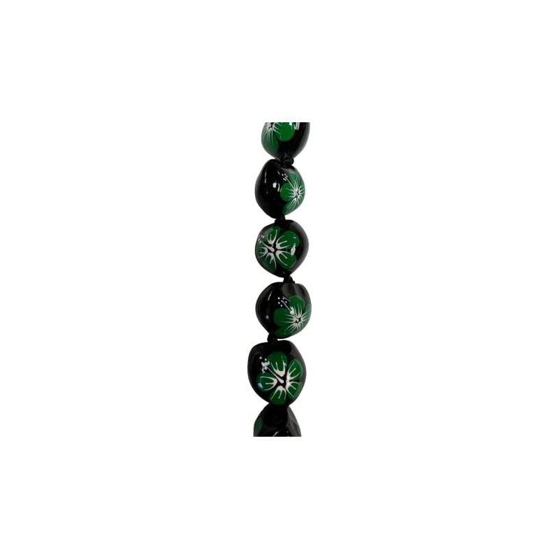 Kukui Nut Necklace Lei - Green Hibiscus Flower