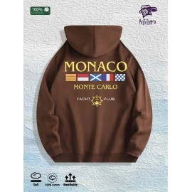 Monaco Yacht Club Graphic Hoodie 100% Cotton US Warehouse 7 ColorsColor: Brown, Size: Xl