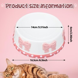Reallnaive 1 Pcs Pink Bow Ceramic Bowl for Small Dog and Cat Cute Bowtie Pet Bowl for Food Water Macaron Pink Puppy Dish Pets Feeding Bowls Suitable for Small Cat Dogs