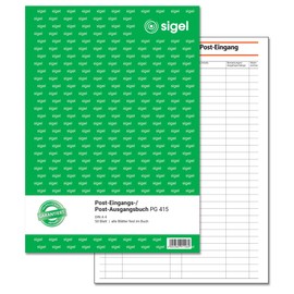 SIGEL PG415 Post-Eingangsbuch / Post-Ausgangsbuch, A4, 50 Blatt, aus nachhaltigem Papier