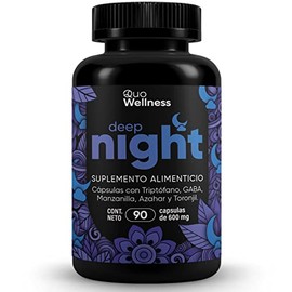 Deep Night  Sueo Reparador, Profundo y de Calidad  Ingredientes Triptfano, GABA, Manzanilla, Azahar, Toronjil.  Suplemento natural con 90 Cpsulas     