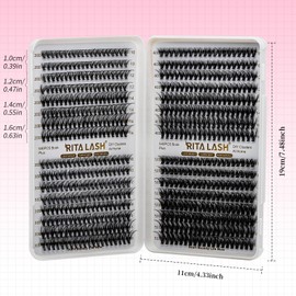 RITALASH 384PCS 4 Style Cluster Lashes Book Individual Lashes Clusters Eyelash Extensions False Eyelashes DIY Wispy Fluffy Lash Extension Kit Natural Look (20D+30D+40D+50D cluster lashes)