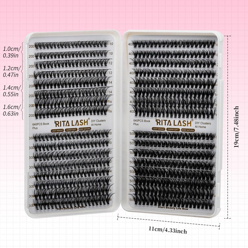 RITALASH 384PCS 4 Style Cluster Lashes Book Individual Lashes Clusters