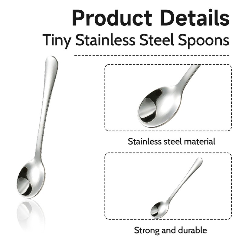 GlamRays Pack of 8 Tiny Stainless Steel Spoons for Spice
