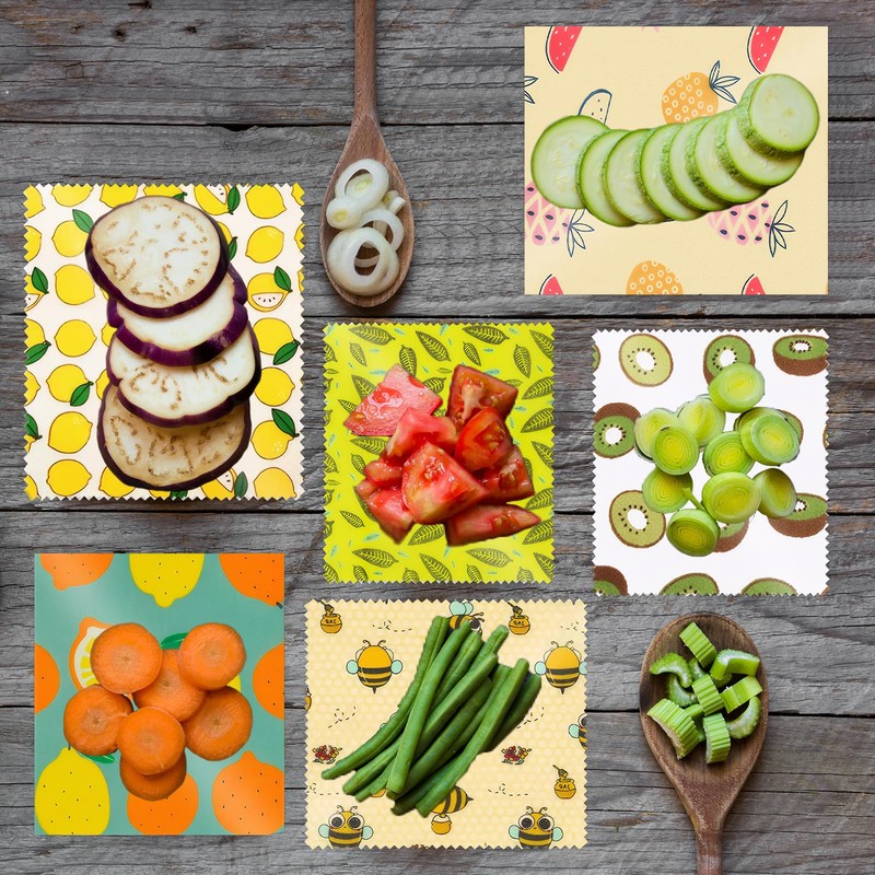 6Pcs Reusable Beeswax Wrap for Food Eco-Friendly Beeswax Food Wraps