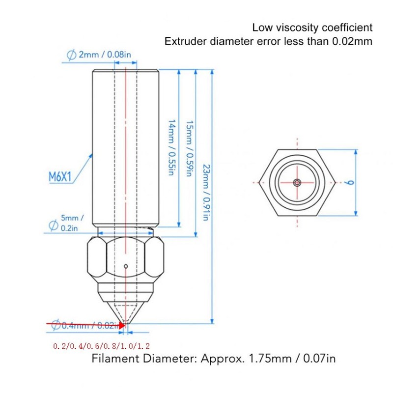 10Pcs 3D Printer Nozzle Kit High Flow Smoother Operation Bass