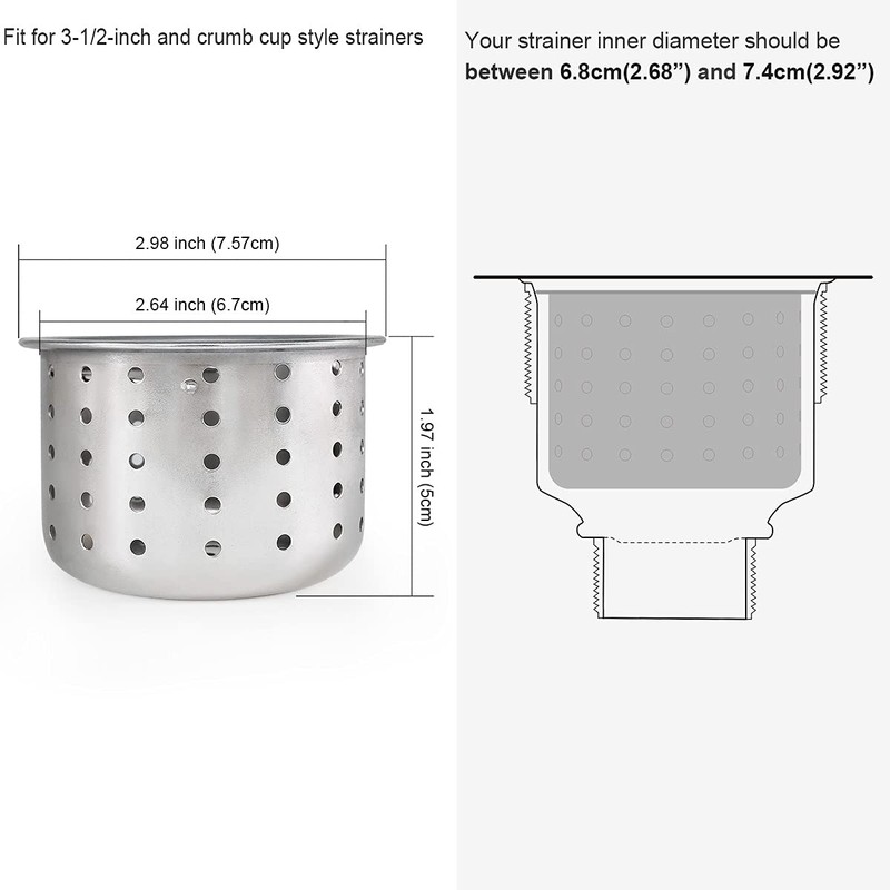 GZILA Kitchen Sink Drain Basket Only, 3-inch Basket For Kitchen