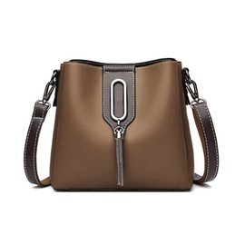 PORRASSO Women Handbag Fashion Bucket Bag Ladies Crossbody Bag Satchel Tote Top Handle Bags Leather Waterproof Shoulder Bag for Work School Travel Daily Use Brown