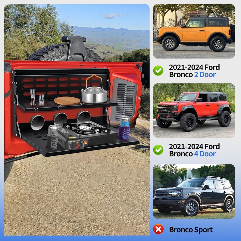 CXRCY Foldable Tailgate Table for '21-'24 Ford Bronco (2/4 Door)
