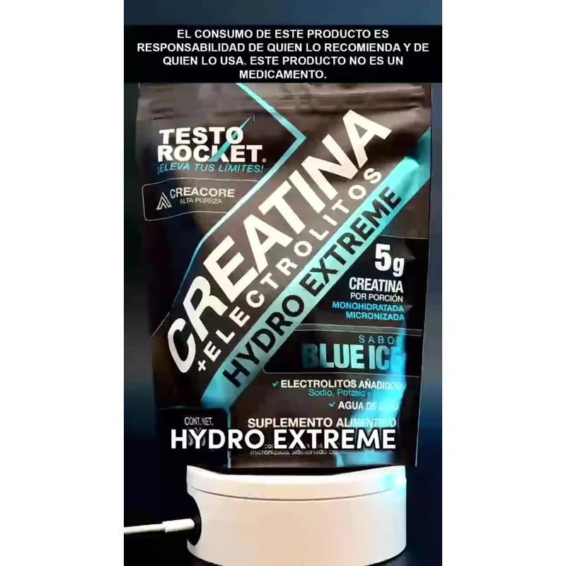 Creatina + Electrolitos, Vitaminas Testo Rocket Blue Ice