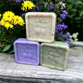 Aromes Provence Exfoliating Soap Set - Lavender, Linden, and Verbena Scents - with PDO Olive Oil