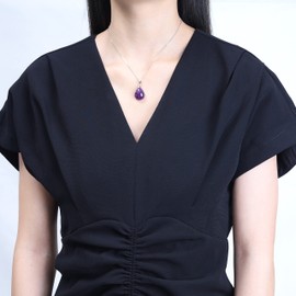 GAVU Women’s Teardrop Amethyst Necklace, Crystal Necklace for Women