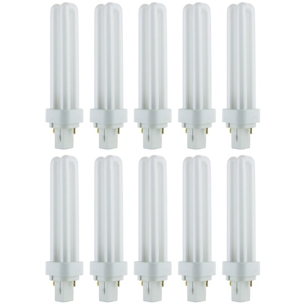 Sunlite PLD18/SP41K/10PK 4100K Cool White Fluorescent 18W PLD Double U-Shaped Twin Tube CFL Bulbs with 2-Pin G24D-2 Base (10 Pack)