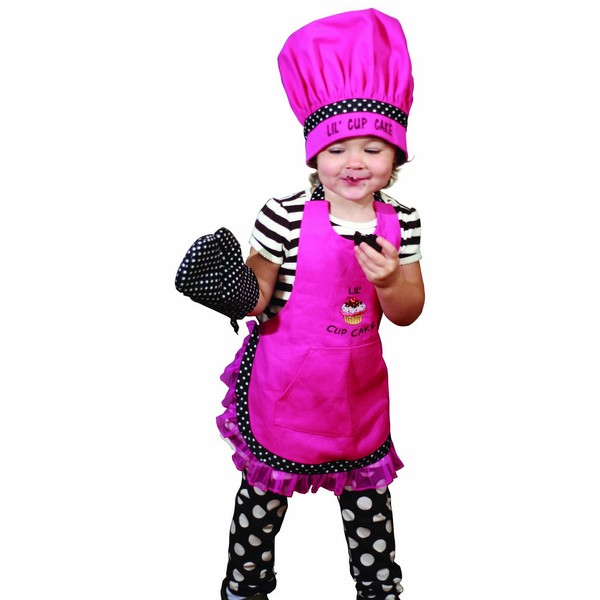 Manual Woodworkers and Weavers Child's Kitchen Apron, Hat, and Oven Mitt Set Lil' Cupcake