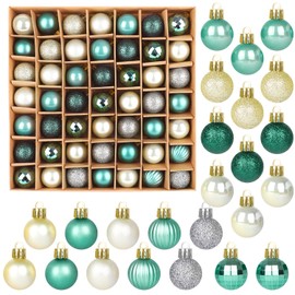 SULOLI Mini Christmas Tree Baubles,49PCS Mini Shatterproof Decorative Hanging Ornaments Balls Christmas Tree Decor(Blue)