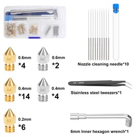 APOMOONS 30 x Nozzles 0.4 mm 0.2 mm 0.6 mm, 3D Printer Brass Stainless Steel Hotend Nozzles with for Creality Ender 3 V2/Ender 3/Ender 3 Pro/Ender 3 Max/Ender 5 Pro, Ender 3 S1/Ender 3 Neo/CR 10
