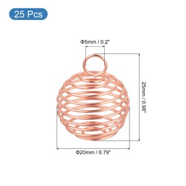 uxcell 25Pcs Spiral Bead Cages Pendants, 20x25mm Stone Holder Necklace Hollow Cage Pendants for Jewelry Making Crafting, Rose Gold