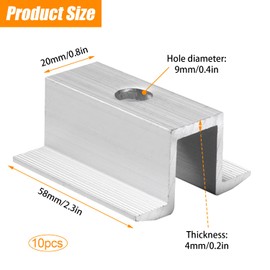 Pack of 20 Centre Clamp Photovoltaic, 8 mm Bore PV Module Mounting, Solar Module Bracket, Centre Clamp Photovoltaic, for Photovoltaic Solar Mounting, Solar Module Attachment