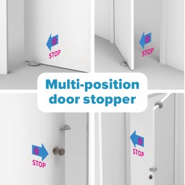 Neobay Door Stoppers and Door Pinch Guard 2 Function in 1, Sturdy Stack Up and Easy Store Design, Multi-Function Door Stoppers for Bottom/Side/Top of The Door, 4 Packs, Gray