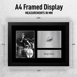 HWC Trading FR A4 Ringo Starr The Beatles Gifts Printed Signed Autograph Picture for Music Memorabilia Fans - A4 Framed