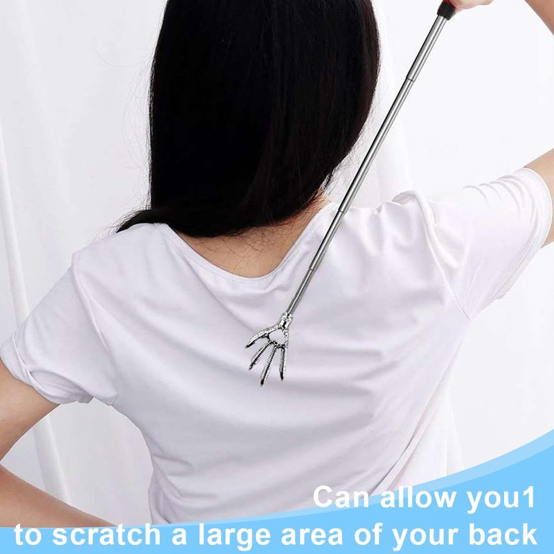 KEQAR 1 x Stainless Steel Telescopic Back Scratcher, Extendable Scratcher