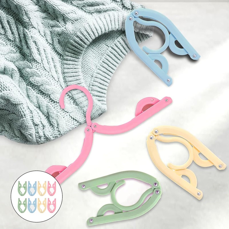 16 x Foldable Hangers with Non-Slip Surface in Four Colours,