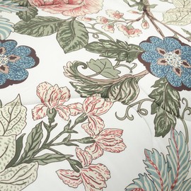 Lush Decor Sydney Floral Comforter Set, 7 Piece Set, King, Green & Blue - Elegant & Colorful Floral Bedding Set with Euro Shams & Throw Pillows - Vintage & Country Cottage Bedroom Decor