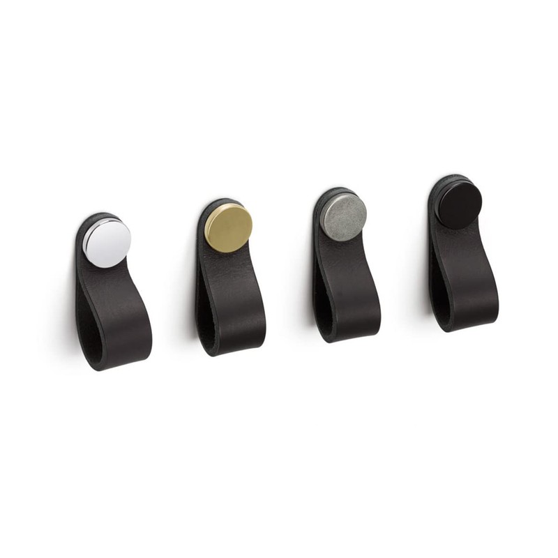 Gedotec Furniture knob made of solid metal and leather, 1