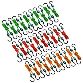 Wideskall 24" inch Premium Heavy Duty Multi Color Bungee Cord with Hooks Tarp Bungie Elastic Tie Down (Pack of 30)