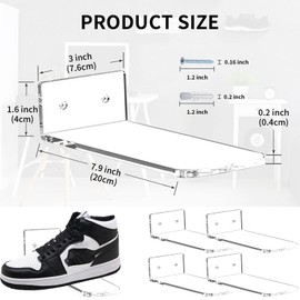 Merkaunis Floating Shoe Display Shelves Wall Mount Set of 6,Clear Acrylic Floating Sneaker Shelves,Wall Shoe Shelves,Floating Shoe Display,Shoe Display Shelf,for Bedroom, Hallways,Sneaker Collections